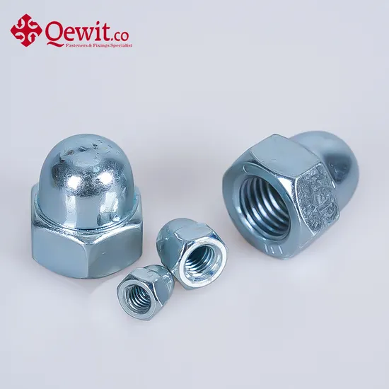 High Tensile Carbon Steel Fastener Yellow Color Zinc Plated Hex Dome Nut